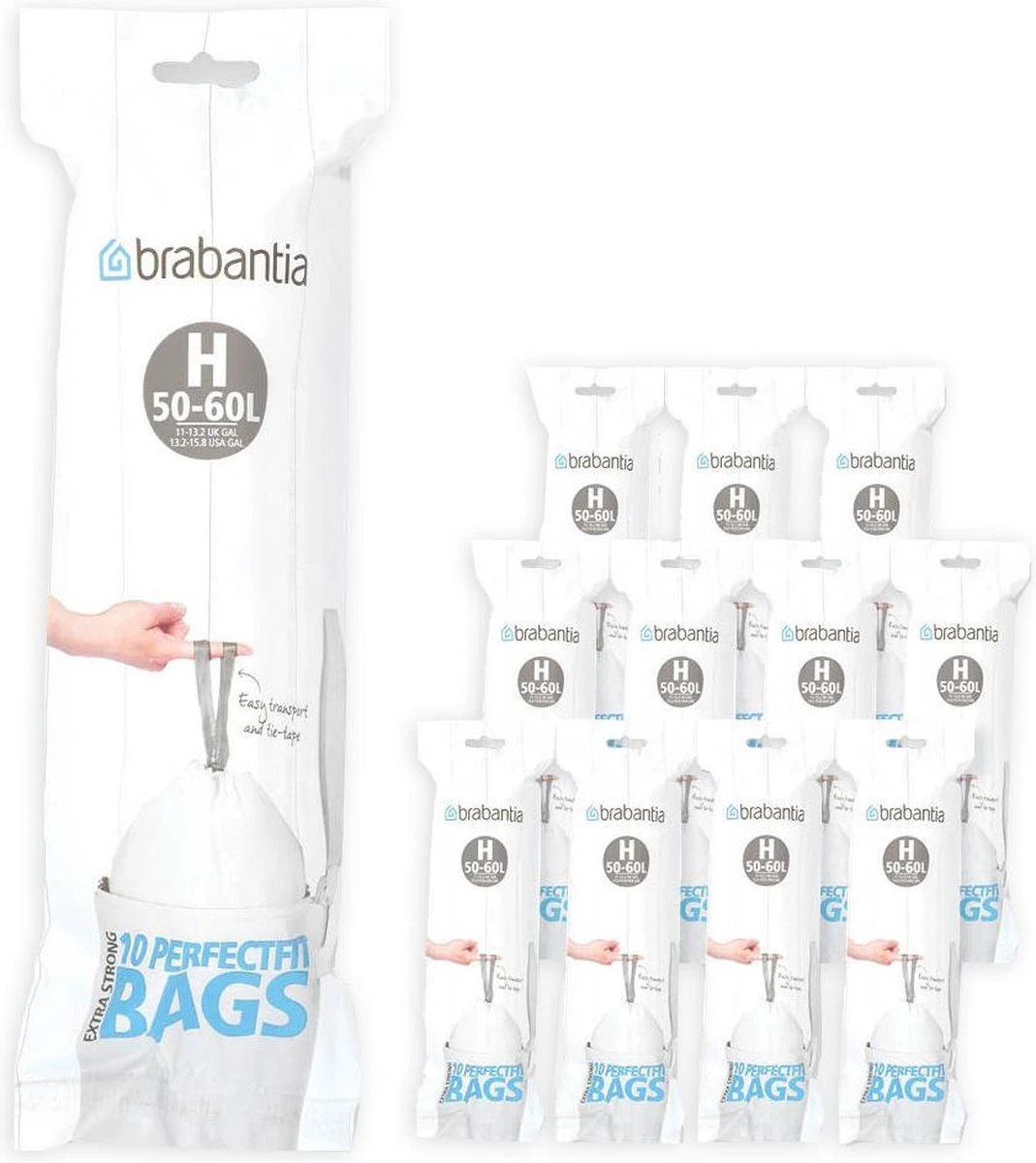Brabantia PerfectFit Vuilniszakken - 50/60 L - Code H - 12 Rollen X 10 Stuks