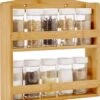 ACAZA Ophangbaar Kruidenrek Met 10 Glazen Kruidenpotjes, Spice Rack, Keuken Rek, Kruiden Organizer Voor Specerijen, Peper, Zout, 26 Cm Breed, Bamboe