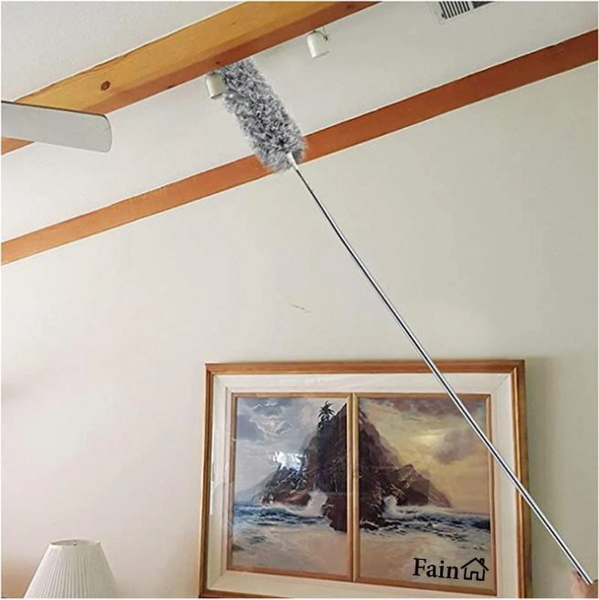 Fain® Plumeau Met Telescoopsteel – Grijs – 80 Tot 280 Cm - Uitschuifbaar – Wasbaar - Flexibel 360° Draaibaar – Duster - Microvezel Ragebol - Afbeelding 4