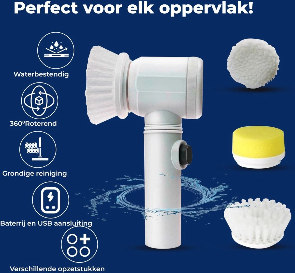 B-care Magic Brush - Elektrische Multifunctionele Schoonmaakborstel - 7 Opzetstukken - Wasborstel - Poetsmachine - Schrobborstel - Handborstel - Werkborstel - Schrobber - Boorborstel - Reinigingsborstel - Afbeelding 9