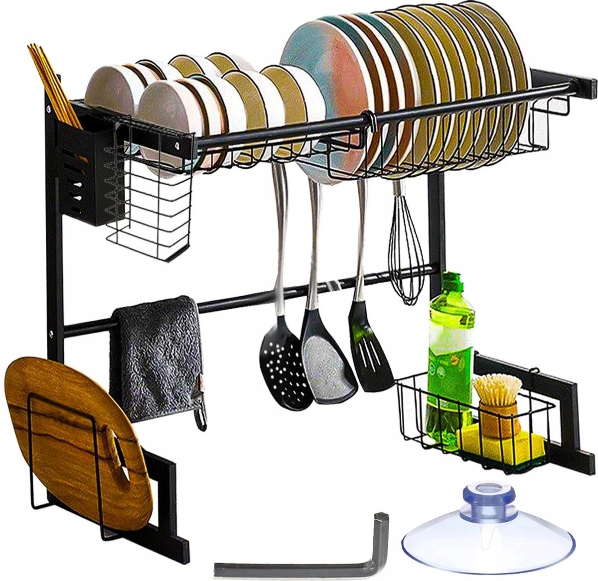 Afdruiprek Droger Zwart Voor Bestek Boven De Gootsteen 65 Cm X 29 Cm X 52 Cm - Afbeelding 3