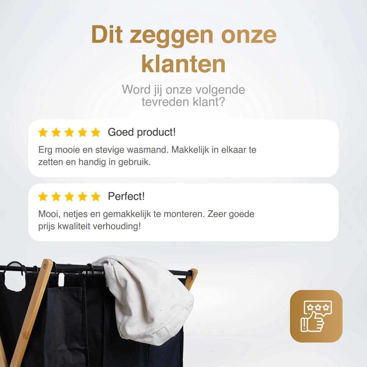 JASC Wasmand 3 Vakken - Wassorteerder - Wasmanden - Zwart - Bamboe - 128 Liter - Afbeelding 8