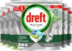 Dreft Platinum All In One - Vaatwascapsules - Original - Voordeelverpakking 5 X 20 Capsules