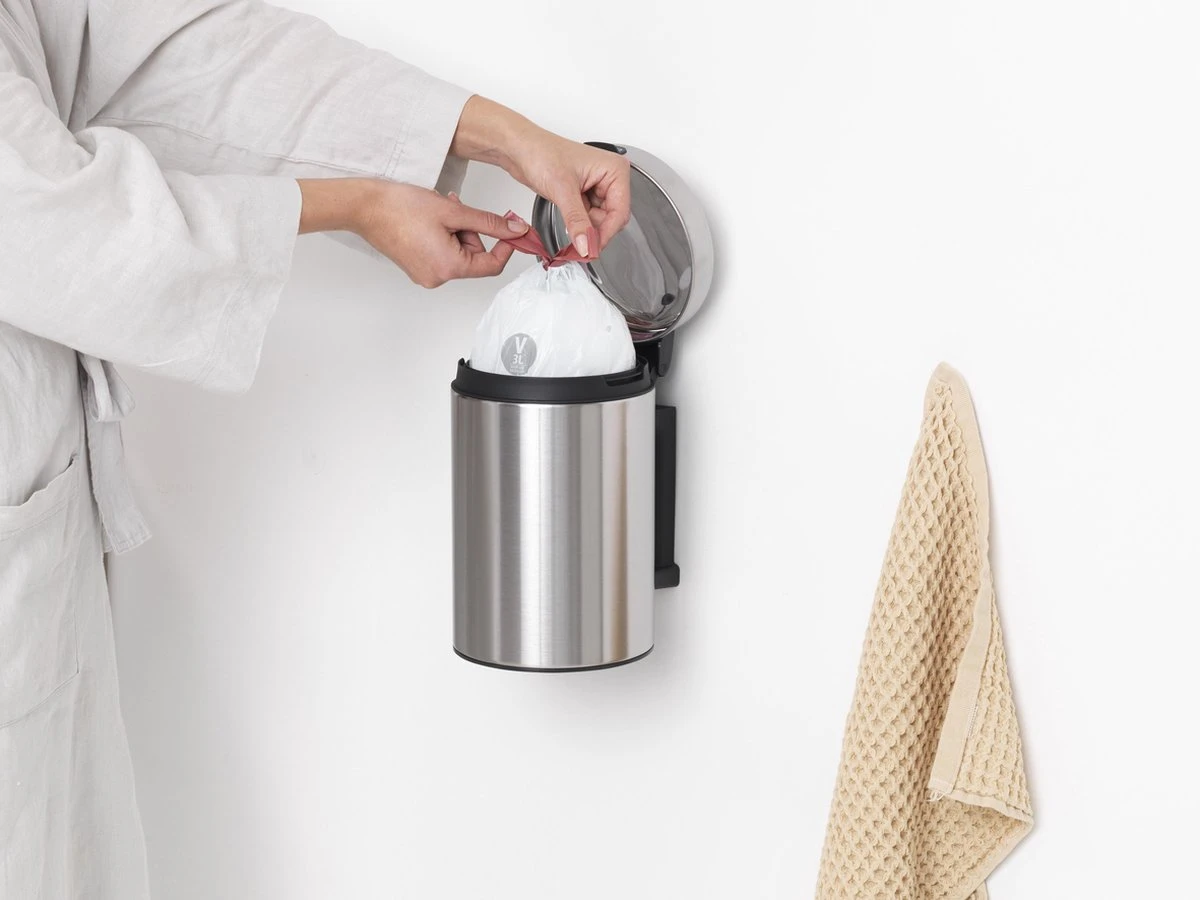 Brabantia NewIcon Wandprullenbak - 3 L - Matt Steel - Afbeelding 11