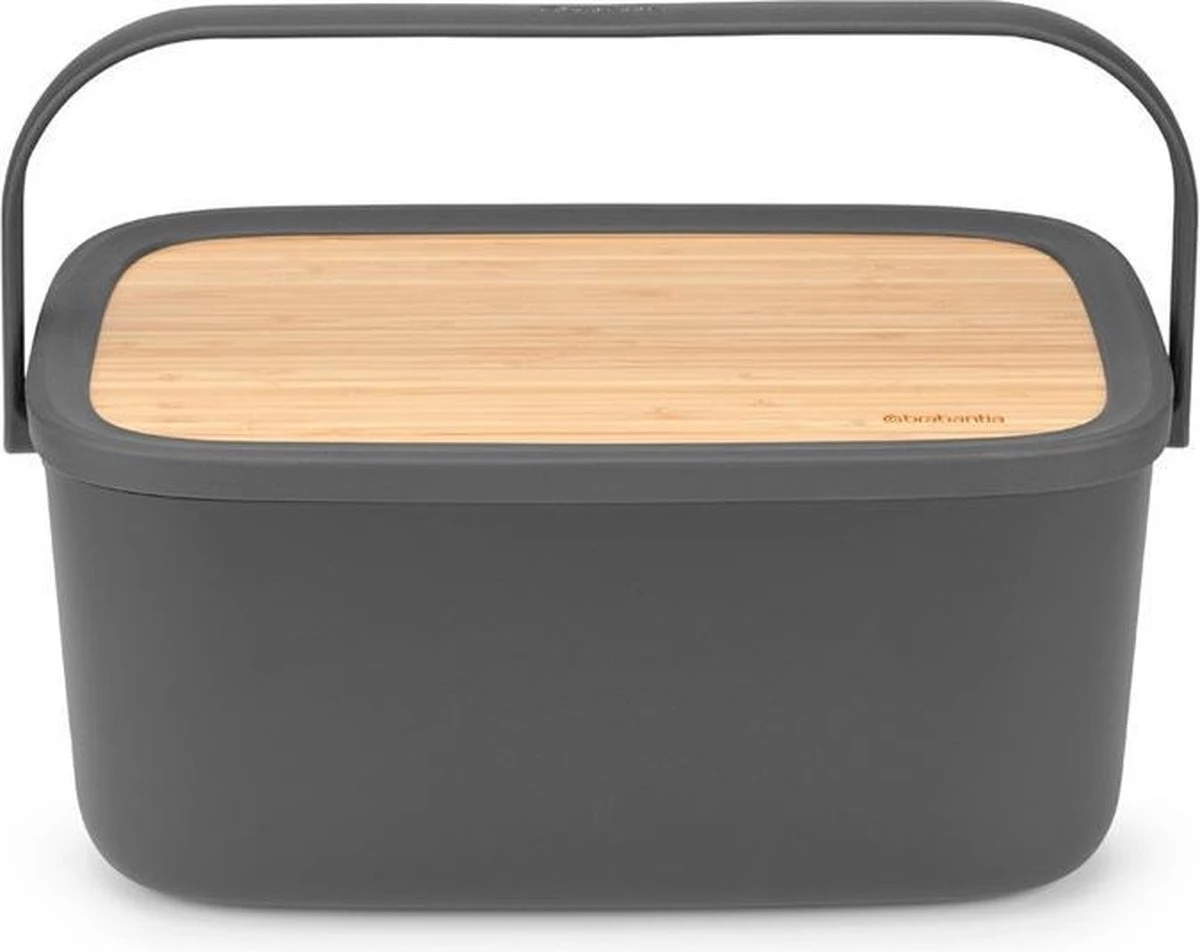 Brabantia Nic Broodtrommel - Met Bamboe Deksel - Dark Grey - Afbeelding 2