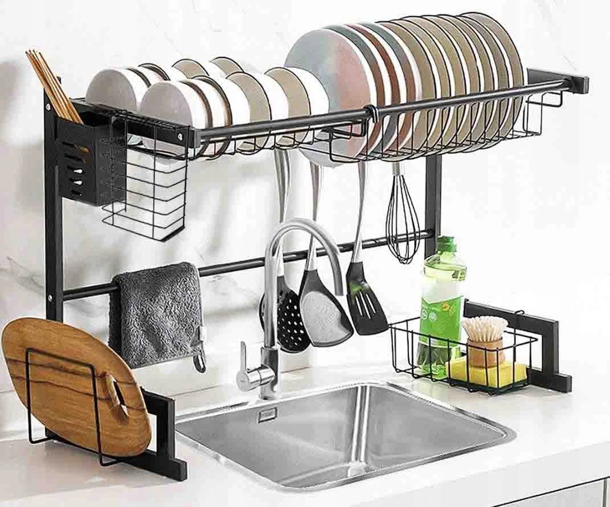 Afdruiprek Droger Zwart Voor Bestek Boven De Gootsteen 65 Cm X 29 Cm X 52 Cm - Afbeelding 2