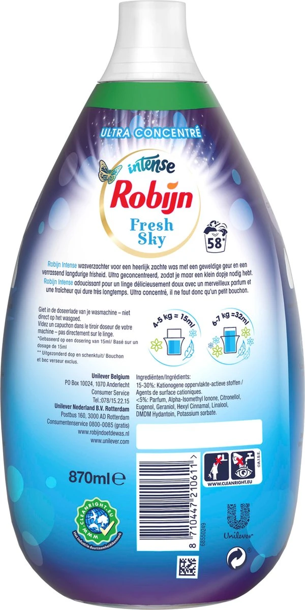 Robijn Wasverzachter Sky Voordeelverpakking 6 X 870ml - Afbeelding 3