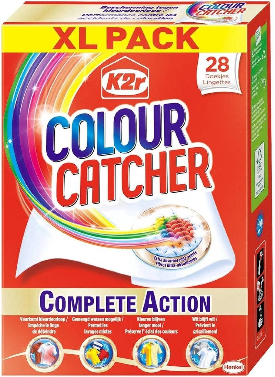 Wasmiddel - K2r Colour Catcher Anti-kleurdoorloop Doekjes 56 Stuks - Afbeelding 3
