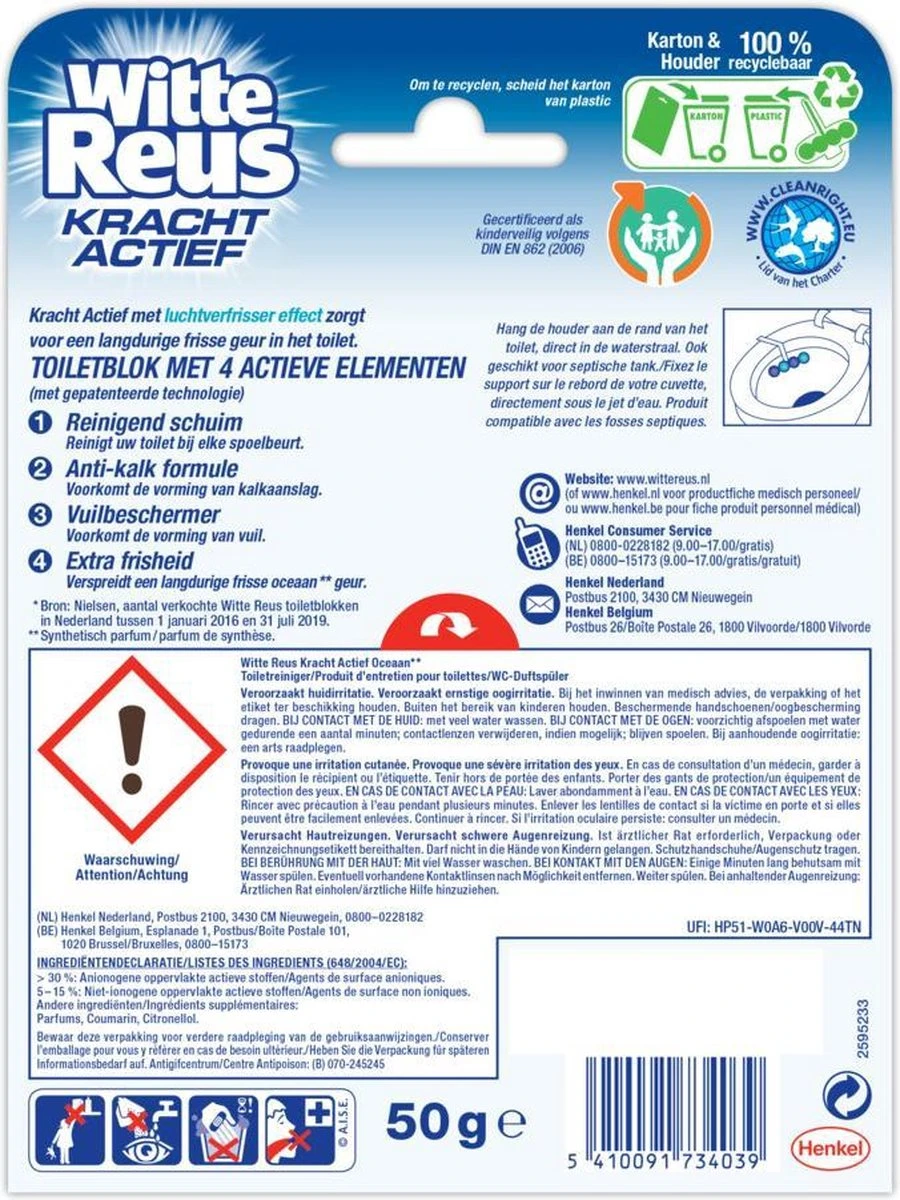 Witte Reus Kracht Actief Toiletblok - Oceaan - WC Blokjes Voordeelverpakking - 10 Stuks - Afbeelding 13