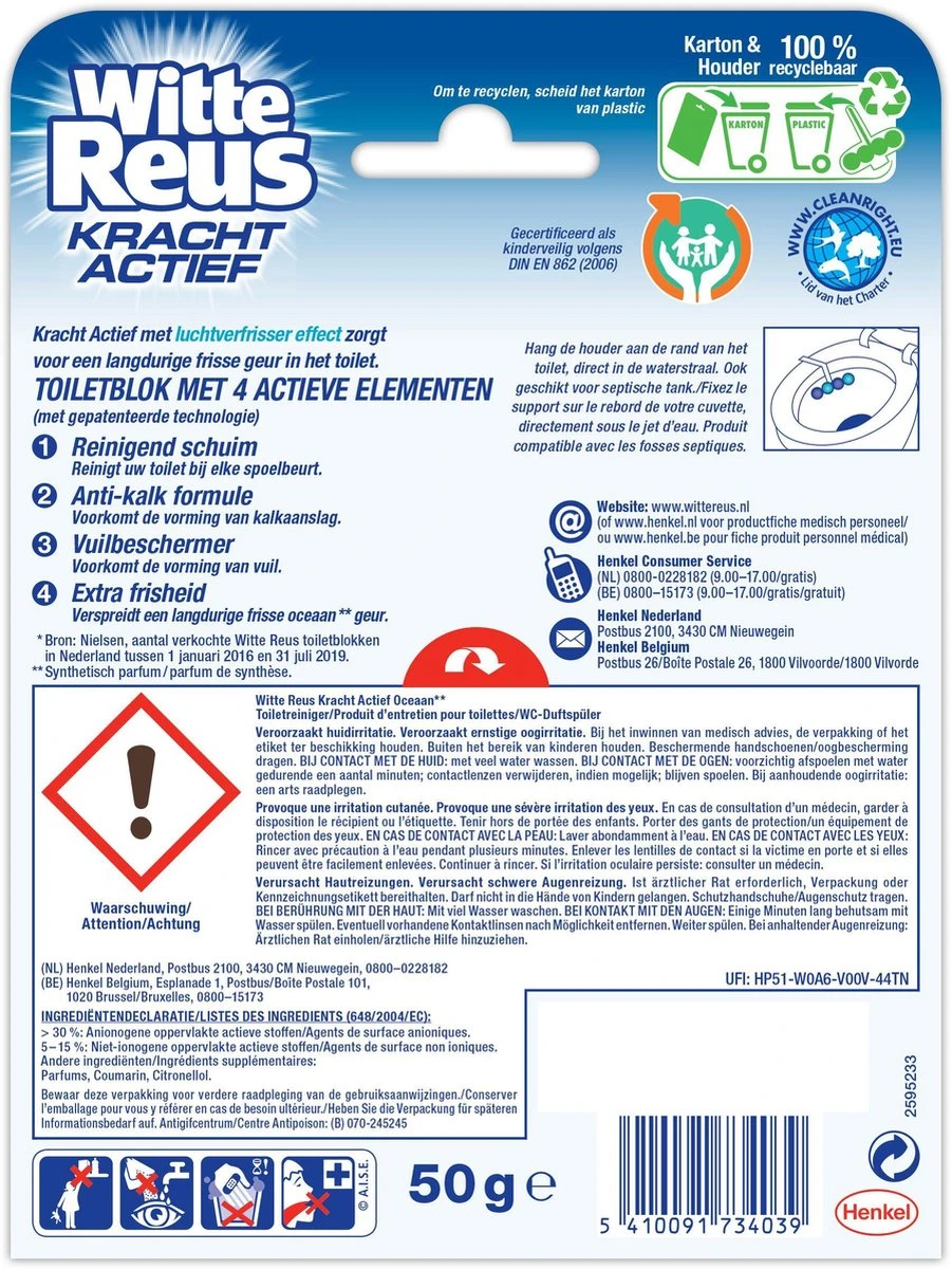 Witte Reus Kracht Actief Toiletblok - Oceaan - WC Blokjes Voordeelverpakking - 10 Stuks - Afbeelding 7